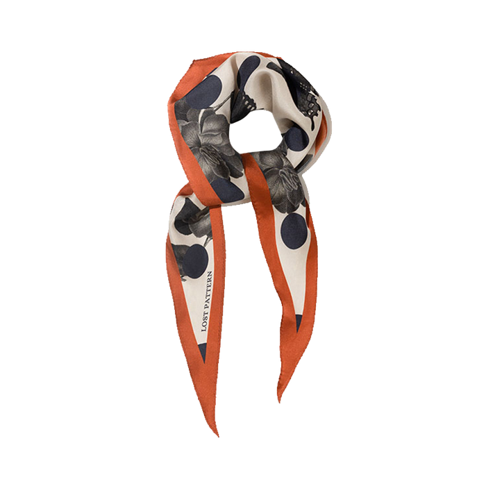 "Noir Floral" Silk Diamond Neckerchief