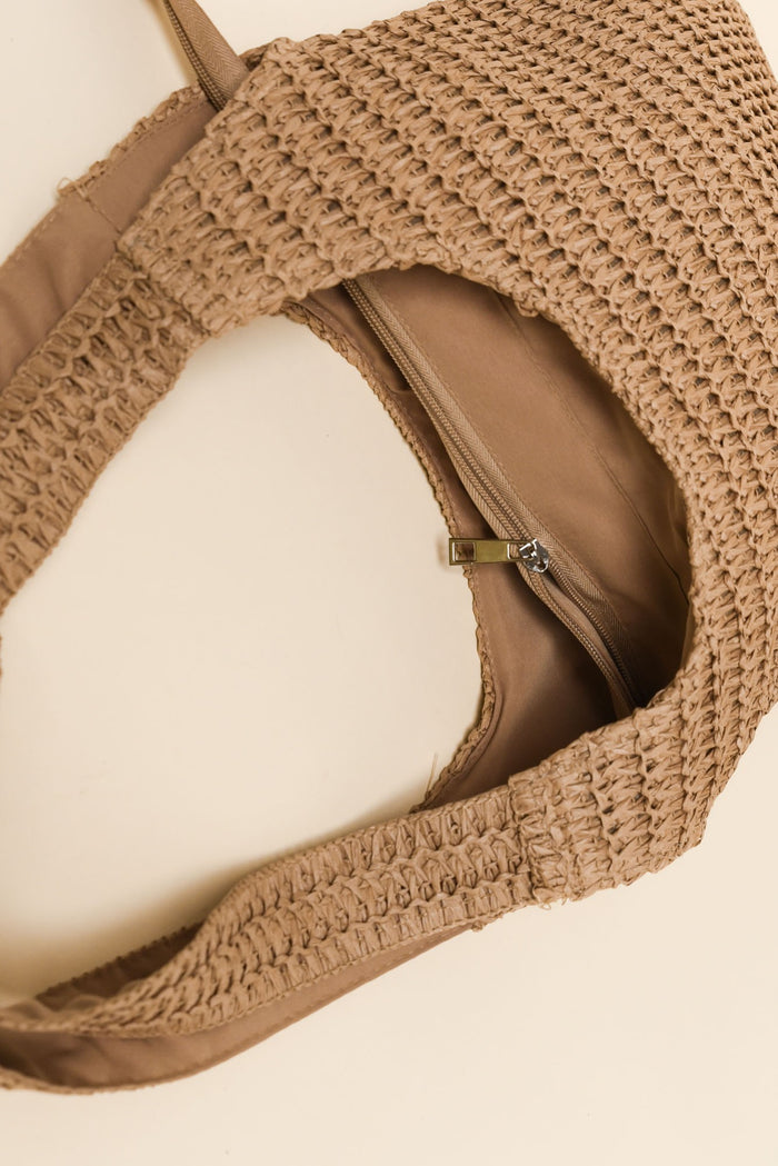 Nori Tan Straw Shoulder Bag