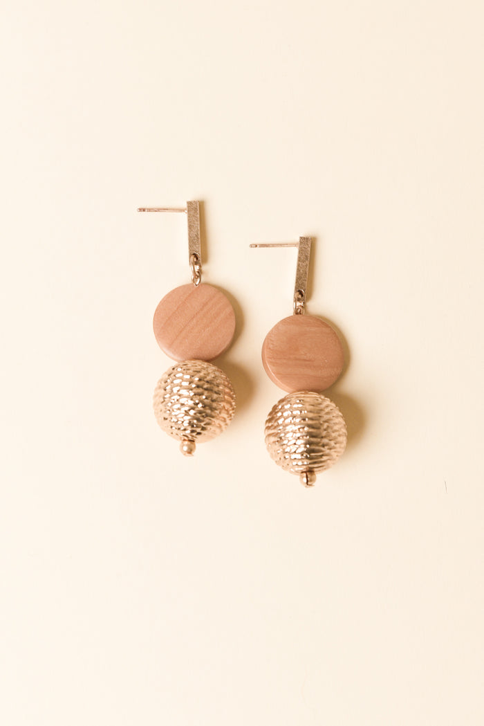 Novalee Rose Gold Wood Drop Earrings
