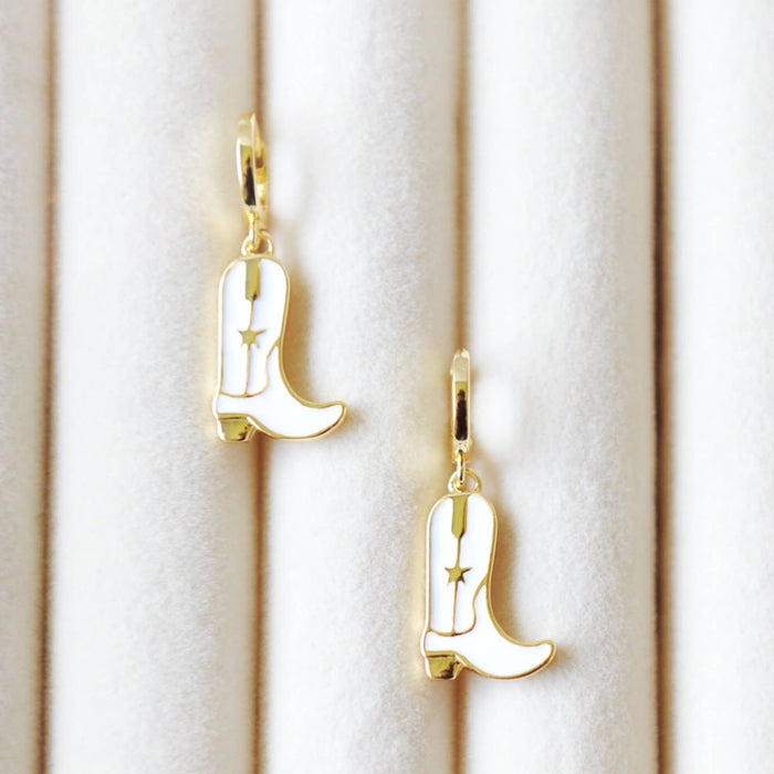 OH SO LOVELY Kataleya Cowboy Boot Huggie Hoop Earrings