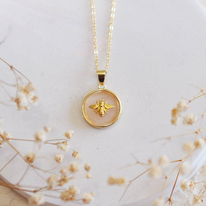 Oh So Lovely Lola Bee Necklace Rose Quartz