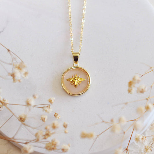 Oh So Lovely Lola Bee Necklace Rose Quartz
