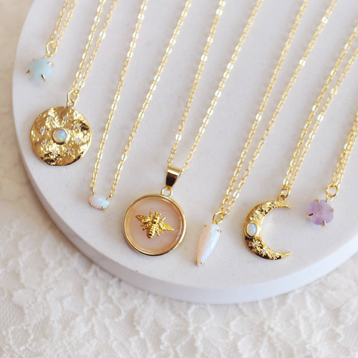 Oh So Lovely Lola Bee Necklace Rose Quartz