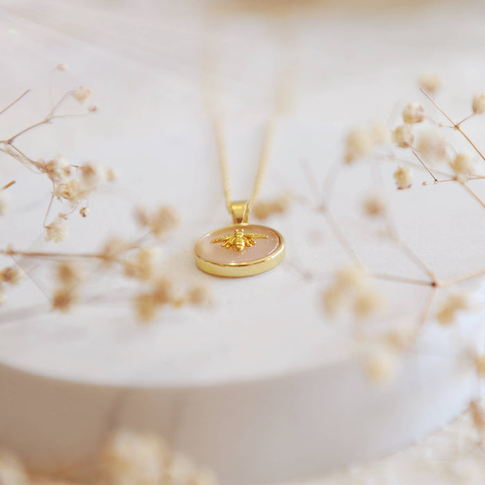 Oh So Lovely Lola Bee Necklace Rose Quartz