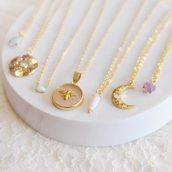 Oh So Lovely Lola Bee Necklace Rose Quartz