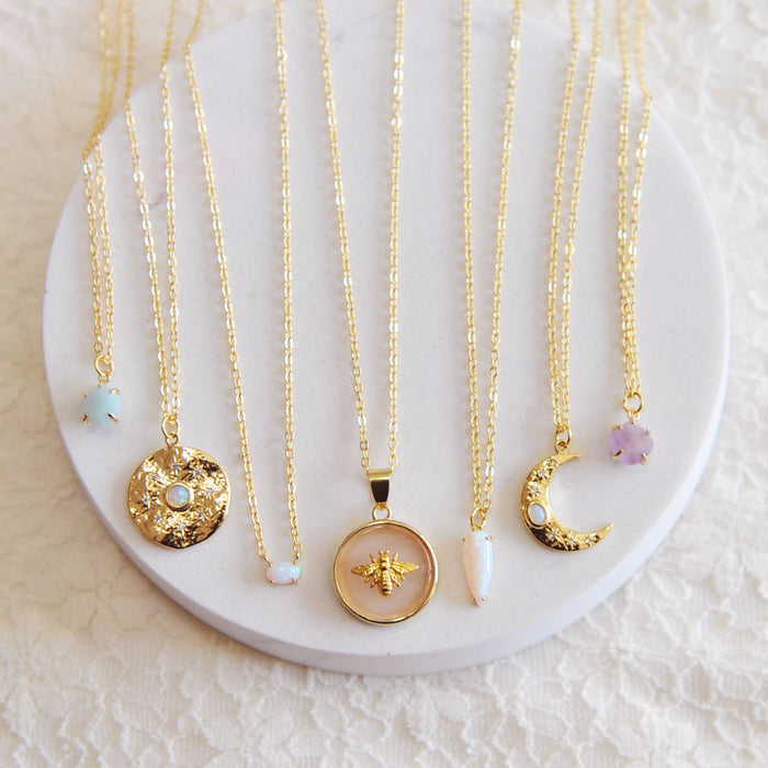 Oh So Lovely Lola Bee Necklace Rose Quartz