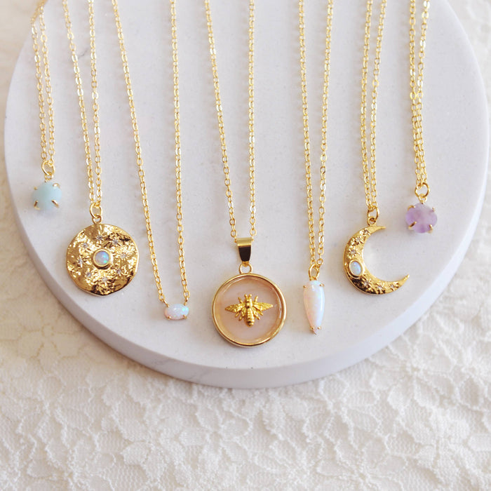 Oh So Lovely Lola Bee Necklace Rose Quartz