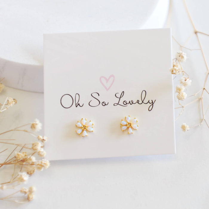 OH SO LOVELY Lou Opal Daisy Stud Earrings