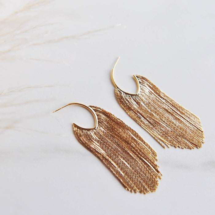 Oh So Lovely POPPY, Gold Tassel Earrings, Glam, Party Earrings