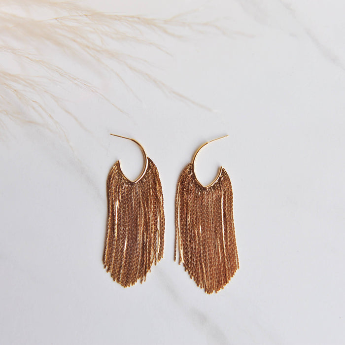 Oh So Lovely POPPY, Gold Tassel Earrings, Glam, Party Earrings