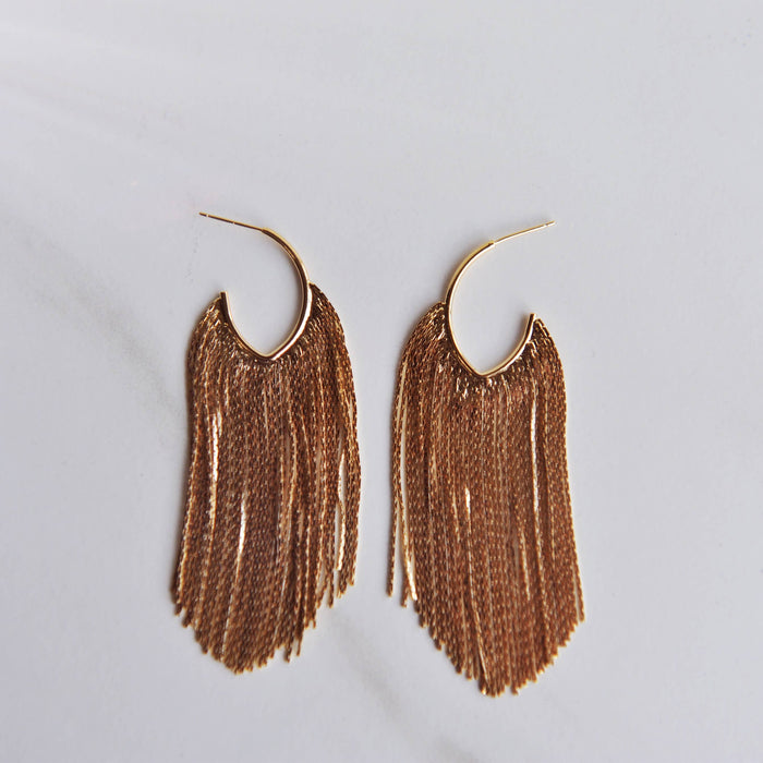 Oh So Lovely POPPY, Gold Tassel Earrings, Glam, Party Earrings