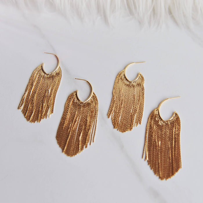 Oh So Lovely POPPY, Gold Tassel Earrings, Glam, Party Earrings