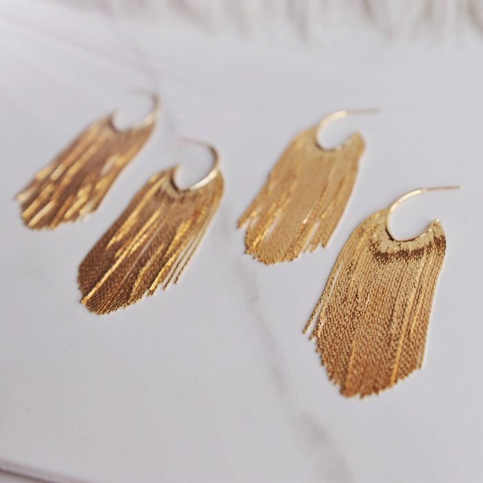 Oh So Lovely POPPY, Gold Tassel Earrings, Glam, Party Earrings