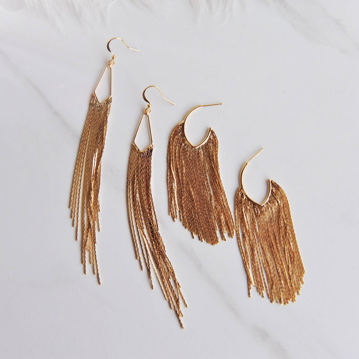 Oh So Lovely POPPY, Gold Tassel Earrings, Glam, Party Earrings