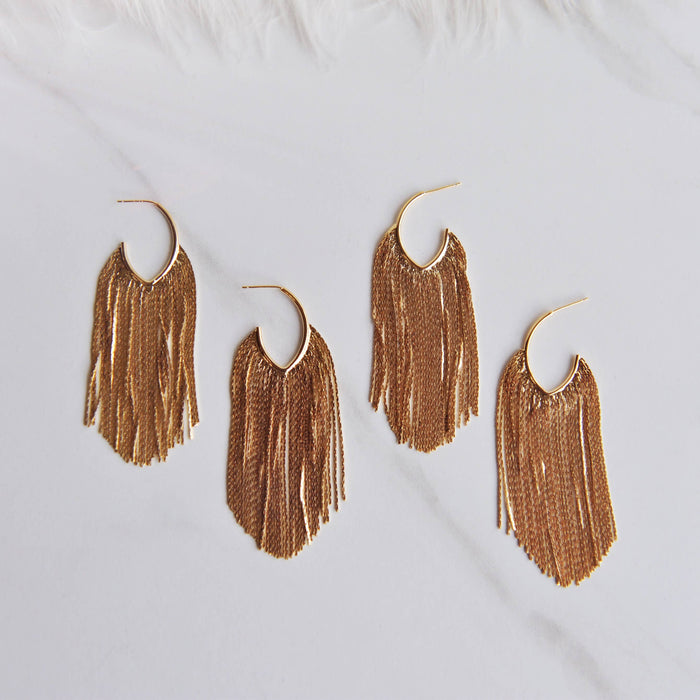 Oh So Lovely POPPY, Gold Tassel Earrings, Glam, Party Earrings