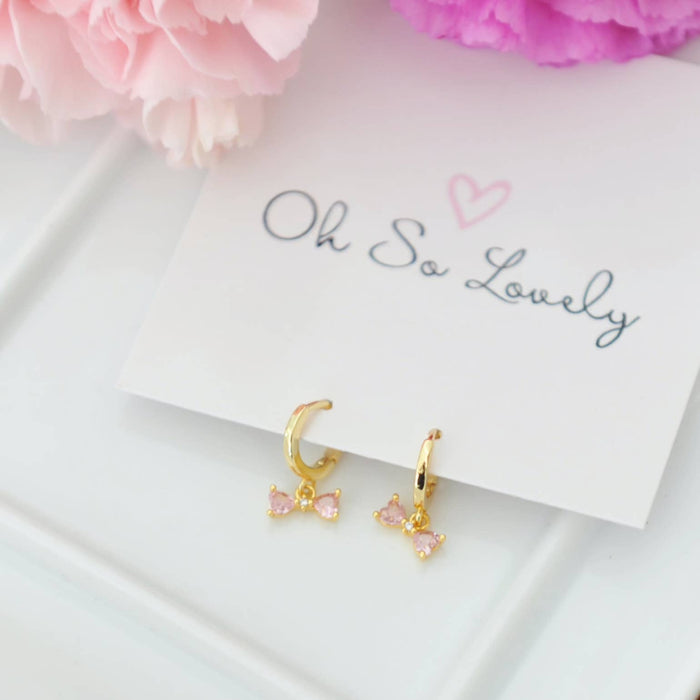 Oh So Lovely Vida Ribbon Bow Huggie Hoop Earrings
