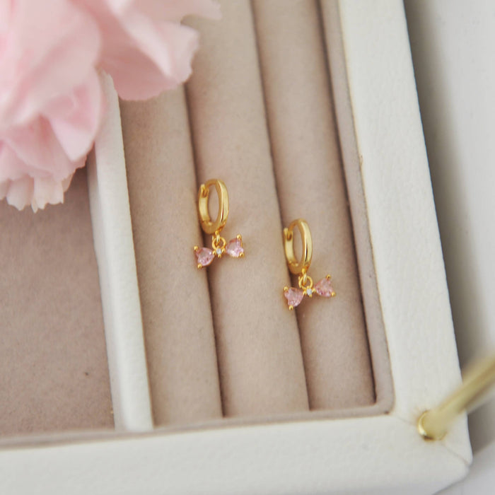 Oh So Lovely Vida Ribbon Bow Huggie Hoop Earrings