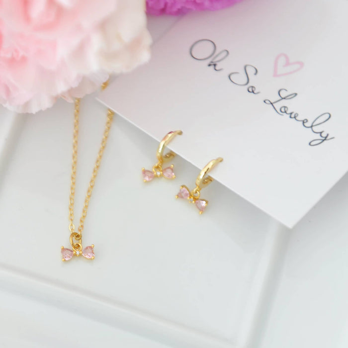 Oh So Lovely Vida Ribbon Bow Huggie Hoop Earrings