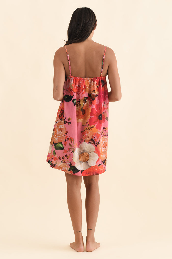 Olina Pink Rose Cotton Nightie,Brunette model,alt text|model:Brontie