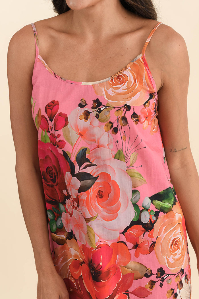 Olina Pink Rose Cotton Nightie,Brunette model,alt text|model:Brontie