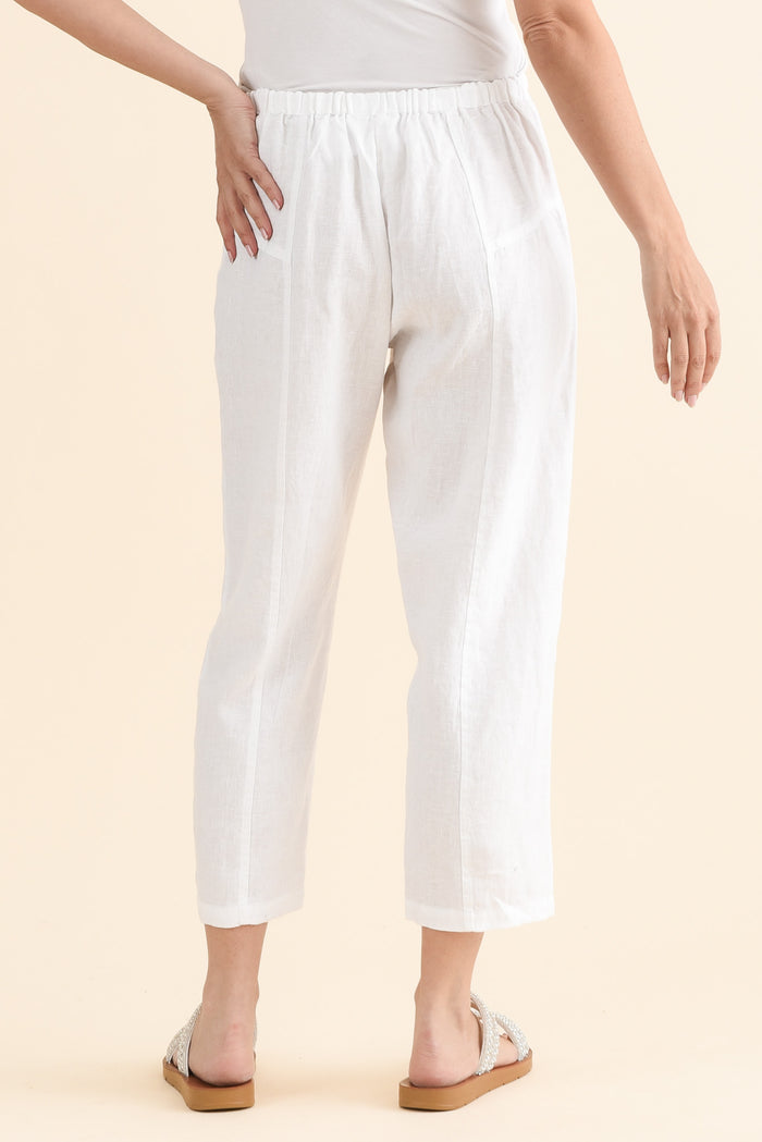Oman White Linen Drawstring Pants