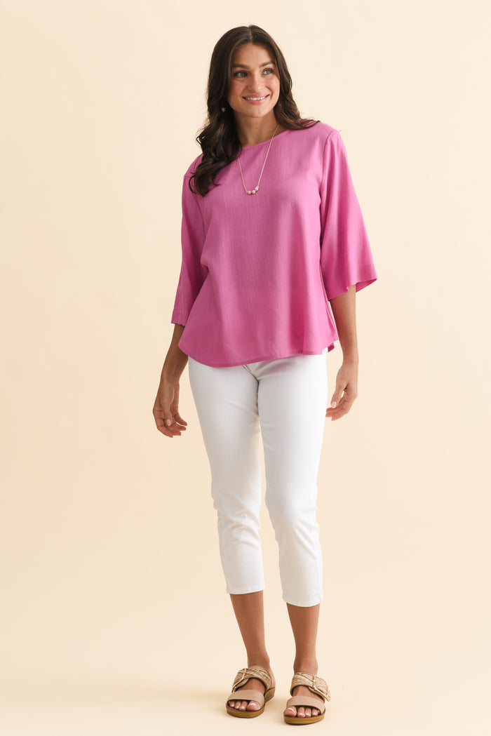 Ophelia Pink Scoop Neck Top,Brunette model,alt text|model:Brontie