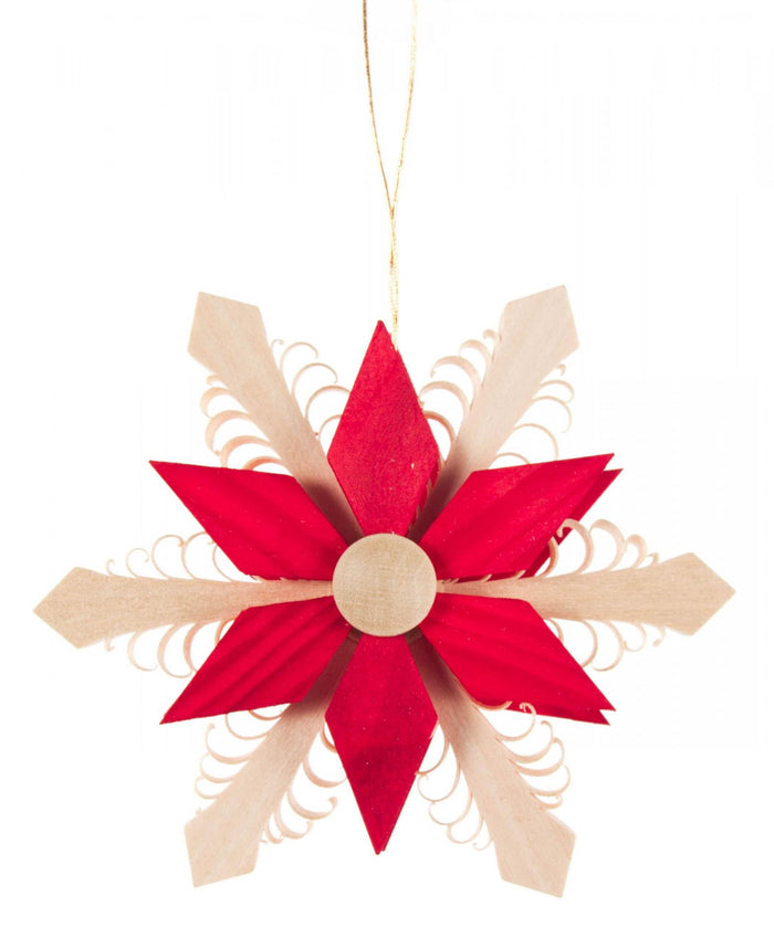 OR251 Red Natural Wooden Star Ornament