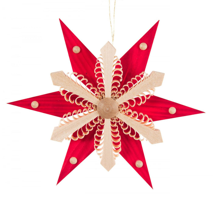 OR251 Red Natural Wooden Star Ornament