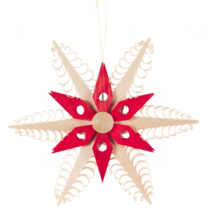 OR251 Red Natural Wooden Star Ornament
