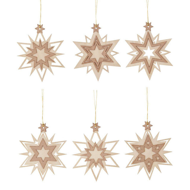 OR2518 Snowflakes Wooden German Ornaments