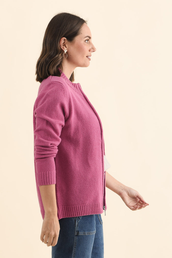 Pacey Pink Wool Zip Jacket,Brunette model,alt text|model:MJ