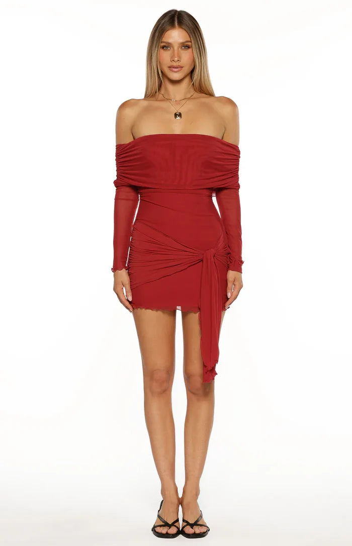 Paige Red Off The Shoulder Mini Dress