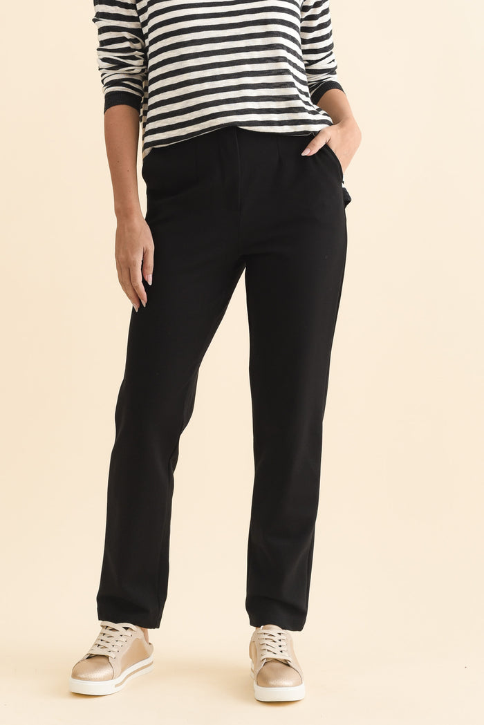 Paloma Black Straight Leg Pants,Brunette model,alt text|model:MJ