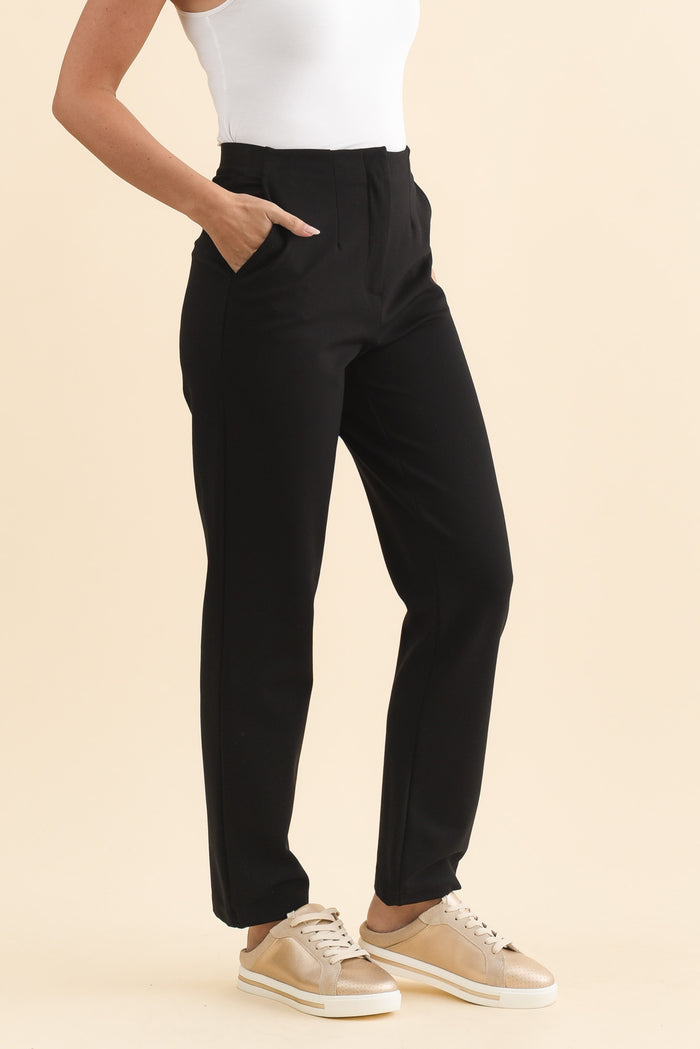 Paloma Black Straight Leg Pants,Brunette model,alt text|model:MJ