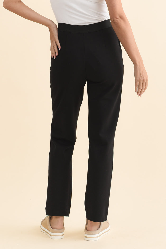 Paloma Black Straight Leg Pants,Brunette model,alt text|model:MJ