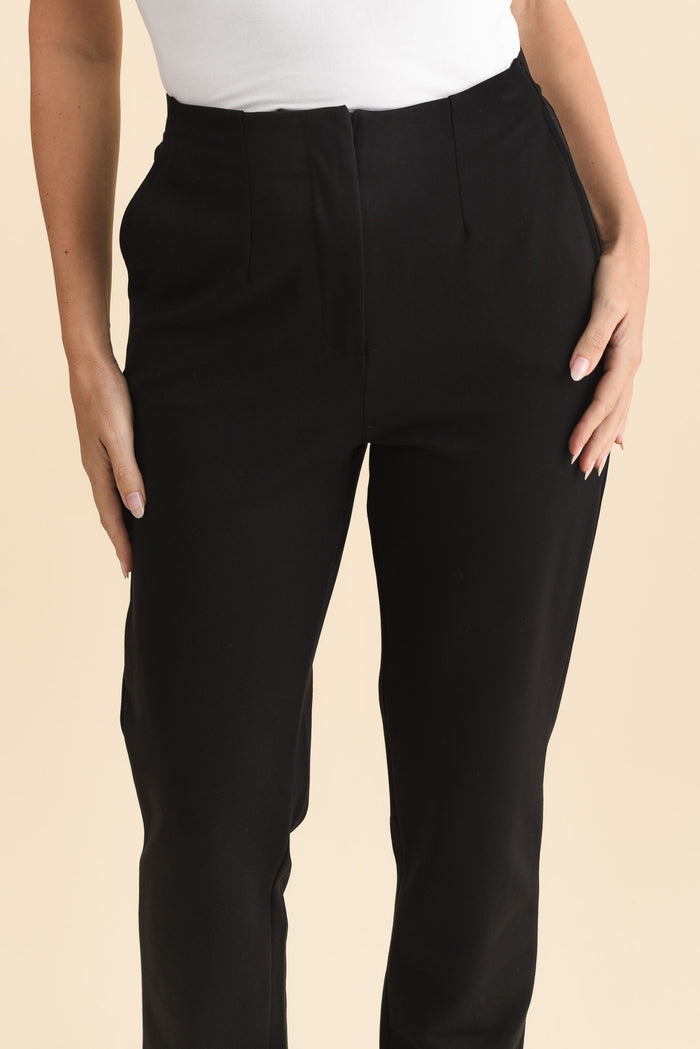 Paloma Black Straight Leg Pants,Brunette model,alt text|model:MJ