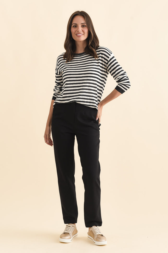 Paloma Black Straight Leg Pants,Brunette model,alt text|model:MJ
