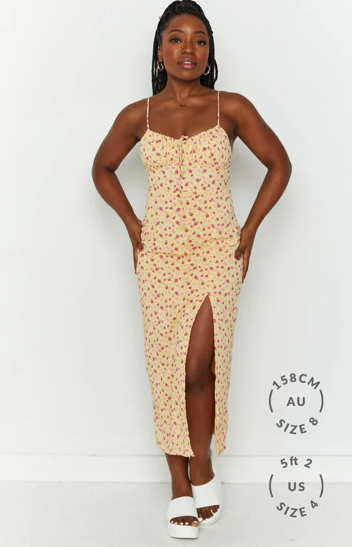 Paloma Yellow Floral Midi Dress