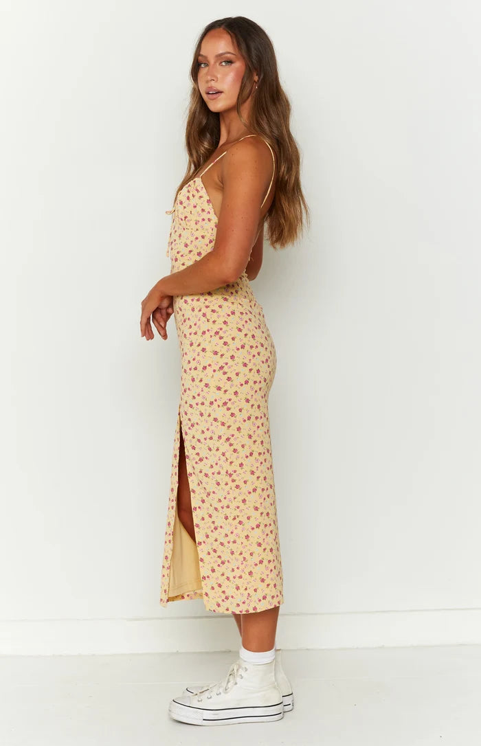 Paloma Yellow Floral Midi Dress