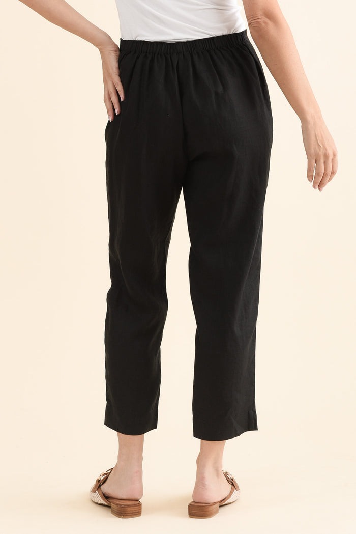 Paolo Black Linen 7/8 Pants