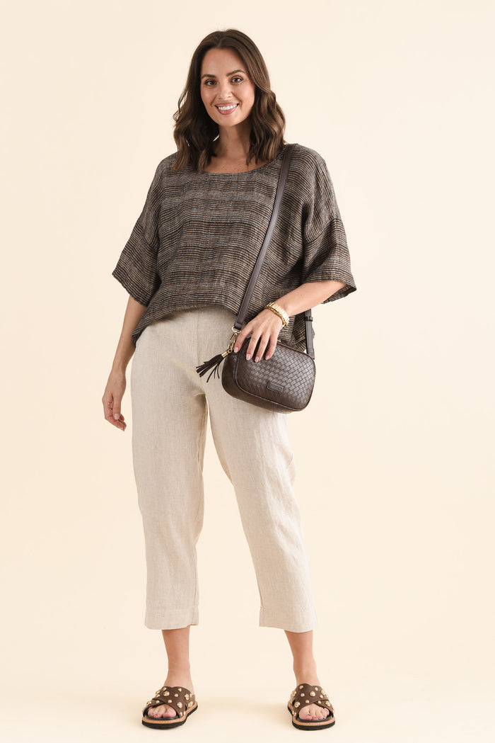 Paolo Natural Linen 7/8 Pants