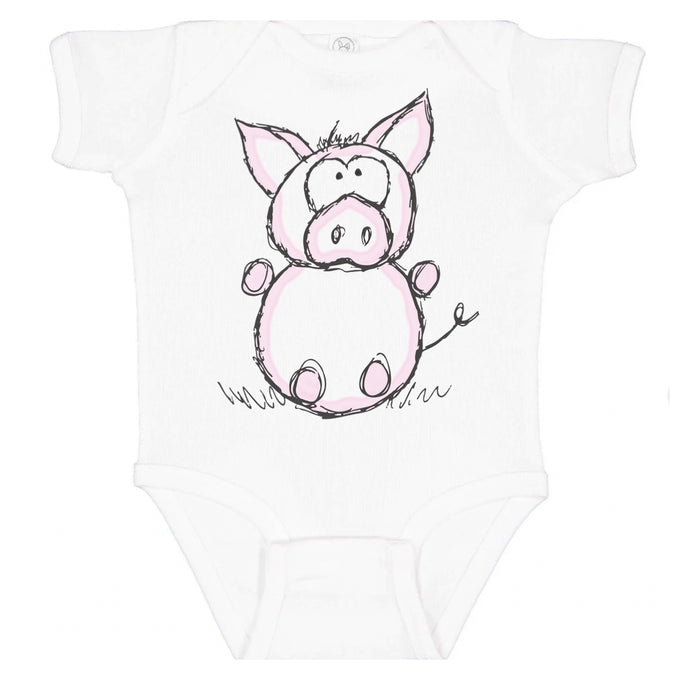 Paper Cow Baby Cotton Bodysuit-Pig