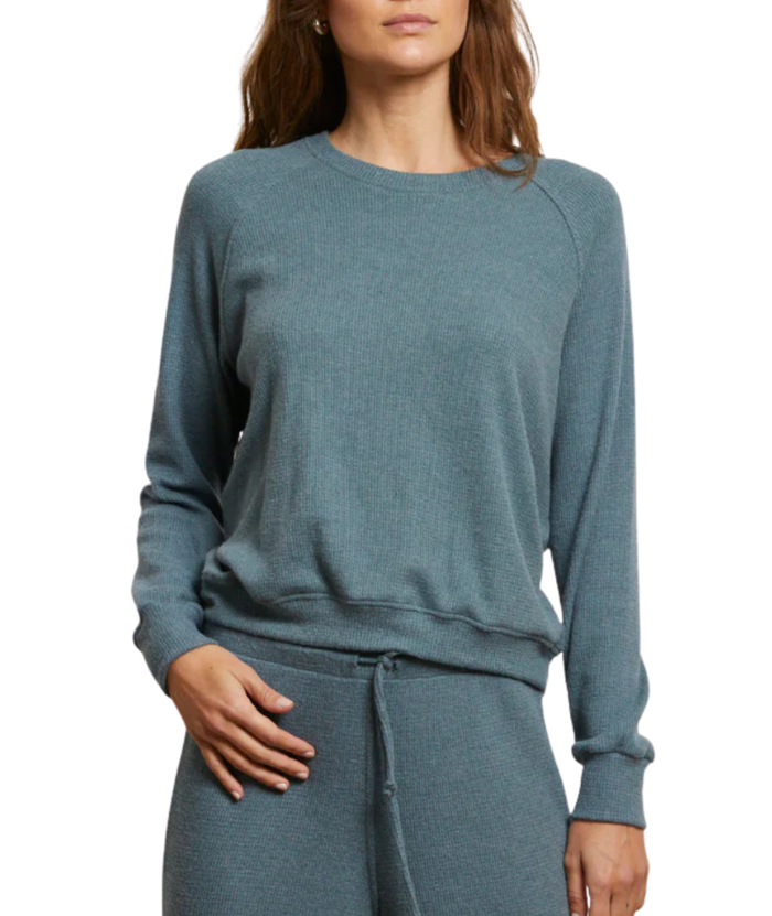 Perfect White Tee Women Cooper Brushed Waffle Crew Sweatshirt Distressed/seasonal womens Perfect White Tee Slate Juniors/Women XS