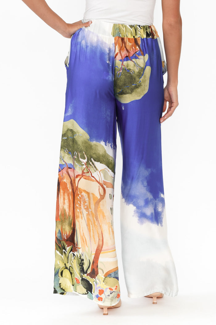 Persephone Cobalt Vista Wide Leg Pants,Brunette model,alt text|model:Brontie