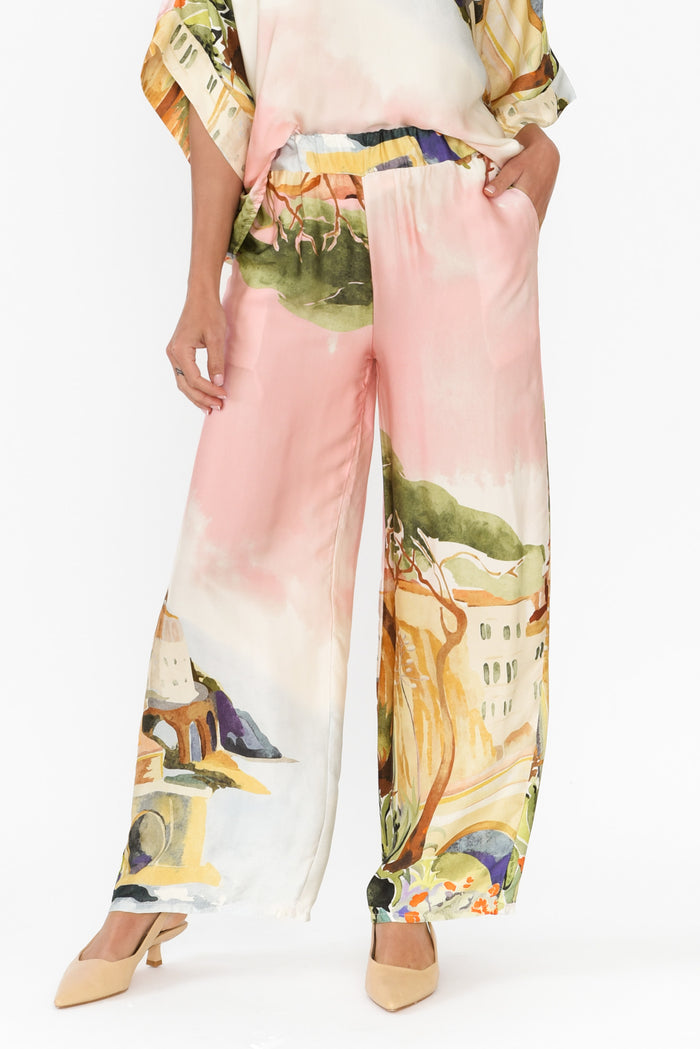 Persephone Pink Vista Wide Leg Pants,Brunette model,alt text|model:Brontie