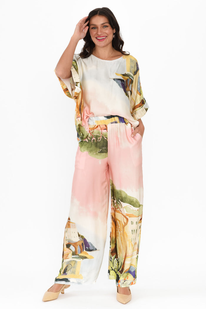 Persephone Pink Vista Wide Leg Pants,Brunette model,alt text|model:Brontie