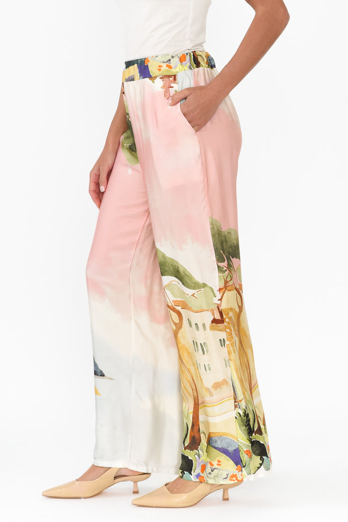Persephone Pink Vista Wide Leg Pants,Brunette model,alt text|model:Brontie