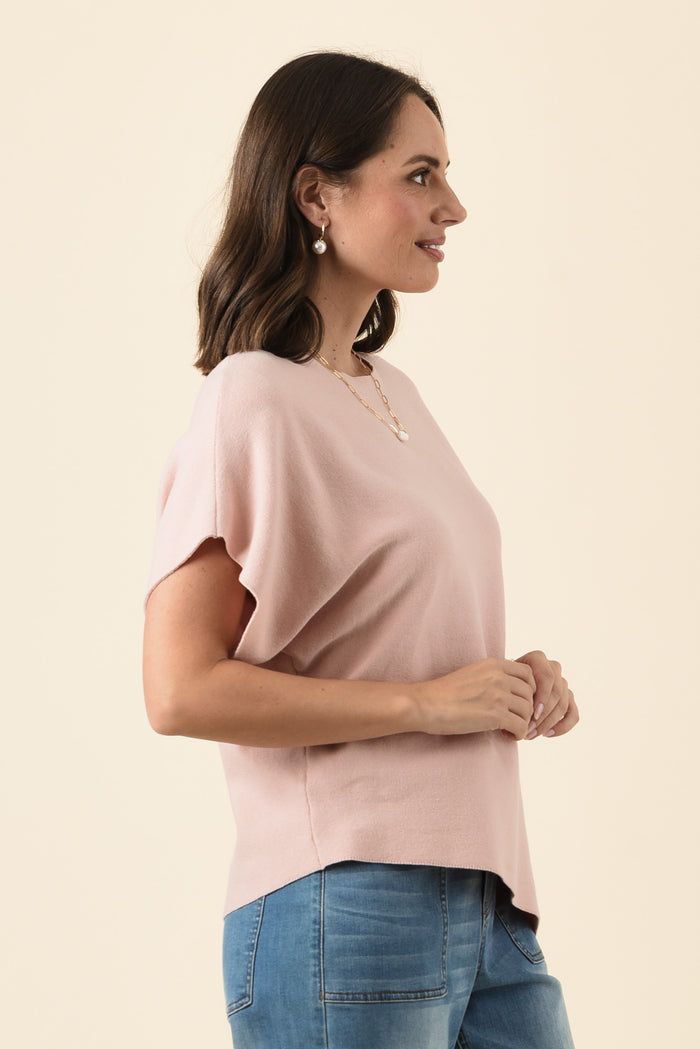 Petra Blush Cotton Blend Knit Top,Brunette model,alt text|model:MJ