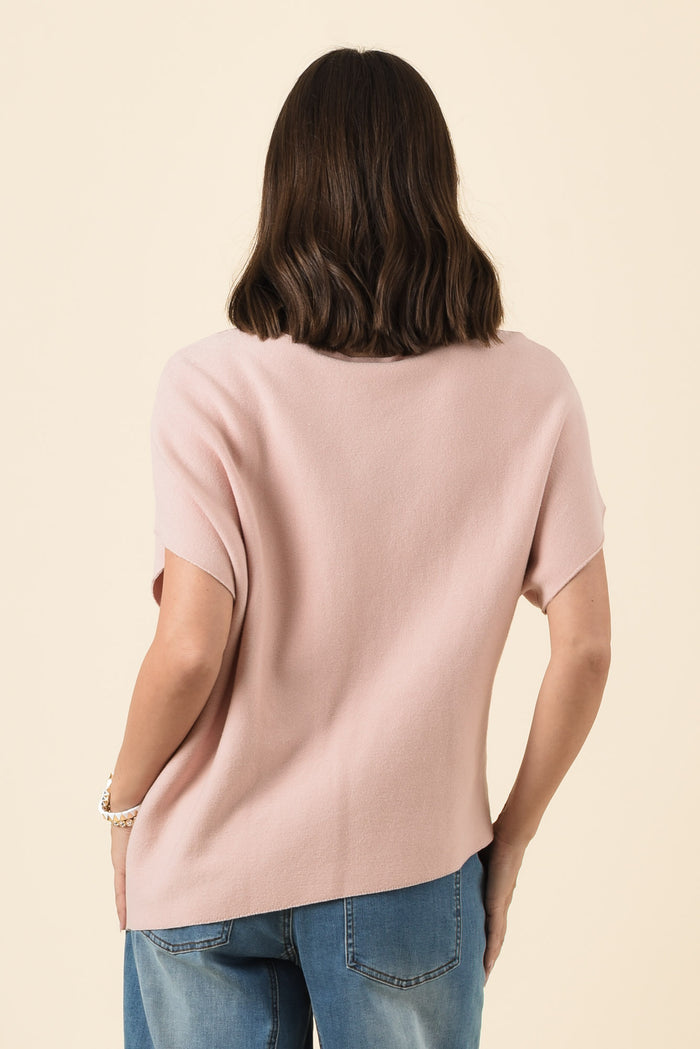 Petra Blush Cotton Blend Knit Top,Brunette model,alt text|model:MJ
