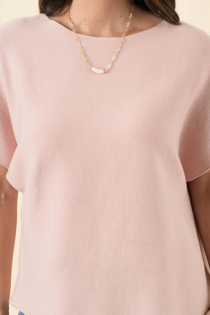 Petra Blush Cotton Blend Knit Top,Brunette model,alt text|model:MJ